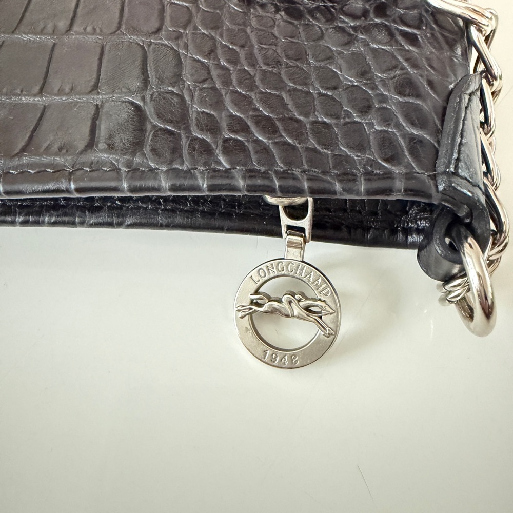 Longchamp Croc-Embossed Leather Shoulder Bag - Picture 7 of 13